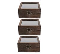 Alipis 3Pcs Wooden Specimen Display Cases 10X10X4.5Cm Square Shadow Box Frames for Insect and Butterfly Collection, Miniature Showcase Boxes for Entomology and Decorative Display