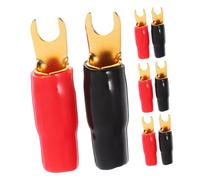 Alipis 4 Pairs 0ga Spade Fork Terminal Connectors for Audio System and Speaker Wire, Iron Material Easy Installation and Damage Resistant Features, for Audio Modification Projects