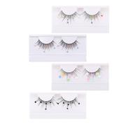 Alipis 4 Pairs Glitter False Eyelashes Set Colorful Hearts, Flowers, and Wing Patterns, Long Dramatic Lashes for Cosplay and Party Makeup