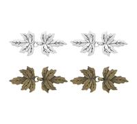 Alipis 4 Pairs Vintage Maple Leaf Collar Buttons Alloy Buckle Set, Retro Coat Connection Fasteners for Waist and Cloak, 68mm X 32mm, Antique Silver and Bronze Finish, Clothing Buckles