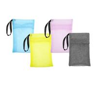 Alipis 4 pcs Nylon Soap Bags for Homemade Soap Bars Exfoliating Body Foaming Storage Pouch with Rich Lather for Bath and Travel Gray Pink Yellow Sky Blue