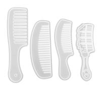 Alipis 4 Pcs Silicone Comb Molds Set for DIY Hair Comb Making with Short Handle, Long Handle, Crescent, and Lace Designs - Flexible Silicone Casting Molds for Crafting Hair Styling Tools