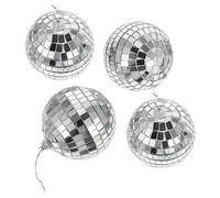 Alipis 4 Pieces 8cm Disco Mirror Balls Reflective Glass Spheres Party Decorations for Wedding Cake Table and 90s Dance Floor Celebration Ornaments