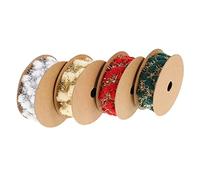 Alipis 4 Rolls Christmas Tinsel Ribbon with Metallic Wool Balls Each Gold White Red Green Decorative Ribbon for Tree Ornaments Gift Wrapping Holiday Wreaths Festive Party Crafts