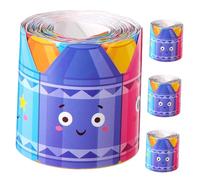 Alipis 4 Rolls Crayon Bulletin Board Borders Tape Self-adhesive Scalloped Trim for Classroom Preschool Homeschool Wall Decoration Easy Peel Cut Bulletin Board Stickers for Creative