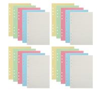 Alipis 4 Sets A5 Loose Leaf Paper Inserts Refill, 6-Ring Lined Writing Pages with Colorful Horizontal Lines for Planner and Journal Notebooks, Office and School Supplies