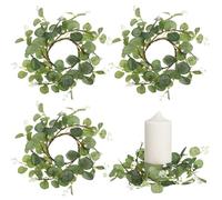 Alipis 4pcs Artificial Eucalyptus Candle Rings - Small Greenery Wreaths for Pillar Candles - Faux Eucalyptus Leaves Table Centerpiece Decor for Wedding, Easter and Christmas Party - 3.15”