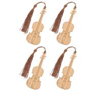 Alipis 4Pcs Bamboo Violin Shape Bookmarks with Tassels Lightweight Decorative Book Markers for Women Practical Reading Accessories and Gift for Students and Readers