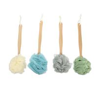Alipis 4pcs Body Scrubber Bath Brushes with Long Wooden Handles, Nylon Bristles for Exfoliating and Promoting Circulation, Ergonomic Design for Shower and Home Use