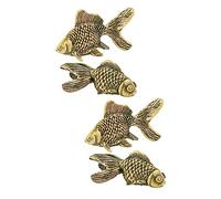 Alipis 4pcs Brass Fish Figurine Sculpture Set for Home Decor Antique Style Feng Shui Fish Statues for Desktop Garden and Lawn Ornaments Elegant and Miniature Decorations