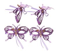Alipis 4pcs Butterfly Half Face Masquerade Masks for Women Purple Festival Eye Masks for Hawaii Party Halloween Carnival Fancy Dress Ball Comfortable Lightweight Costume Props