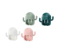 Alipis 4pcs Cactus-shaped Toothbrush Racks Wall Mounted for Bathroom Toothbrush Holders Key Ring Storage Function