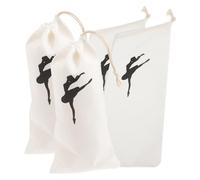 Alipis 4Pcs Canvas Ballet Shoe Bags Drawstring Pointe Shoes Pouch Lightweight Breathable Dance Accessories for Portable Storage Organizer