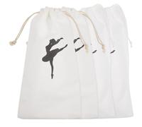 Alipis 4Pcs Canvas Ballet Shoes Storage Pouches Breathable Drawstring Bags for Dance Accessories Portable Pointe Shoe Organizer