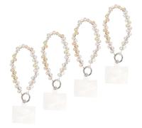 Alipis 4pcs Crystal Beaded Phone Strap with Metal Buckle and Tether Tab, Flexible Anti-theft Wrist Lanyard for Women, for Everyday Style and Campus Use, Fashion Sparkle Phone Charm