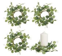 Alipis 4pcs Eucalyptus Wreath Eucalyptus Candle Wreath Votive Candle Holders s Table Decorations Pillar Rings Wreaths Centerpieces stick Wreaths Vine Green Silk Leaf