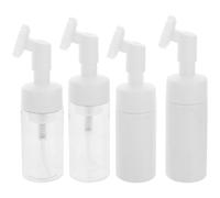 Alipis 4pcs Facial Cleansing Brush Set with Empty Plastic Bottles for Deep Pore Cleansing and Skin Pressure Facilitation, White Manual Face Dispenser, Simple and Practical Design