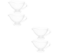 Alipis 4pcs Glass Gravy Boat Sauce Cup Dispenser for Gravy Serving Handle for Kitchen Use as Sauce Pitcher