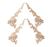 Alipis 4pcs Hand Carved Wooden Appliques Decorative Wood Onlays for Cabinet Dresser Mirror Door Wall Vintage Charm DIY Trim Molding for Home Furniture Decor