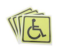 Alipis 4pcs Handicap Decal Stickers for Wheelchair Disabled People High Visibility Yellow Adhesive Paper, Easy Application Indoor and Outdoor Safety Warning Signs for Assistive Devices