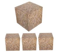 Alipis 4pcs Hay Bales Paper Boxes Decorative Faux Straw Miniature Haystack Models for Country Western Party Decorations Farmhouse Autumn Harvest Scene Educational Farm-themed Supplies