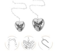 Alipis 4pcs Heart Shaped Mirror Disco Balls with Hanging Chains Reflective Party Decorations for Bar Wedding Nightclub Ambiance Multi-functional Bright Ornaments for Festive Home and