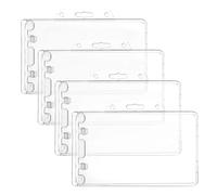 Alipis 4pcs Horizontal Id Badge Holders, Hard Plastic Protective Card Sleeves, Seal Lock Design, Small Card Covers for Office, Travel, and Work Use