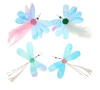 Alipis 4pcs Interactive Cat Teaser Refill Heads with Assorted Colours, Sturdy Plastic and Metal Feather Attachments for Indoor Cats Self-entertainment and Play