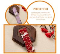 Alipis 4Pcs Japanese Style Crane Pattern Folding Hand Fan Storage Pouch Set Silk Fabric Handheld Fan Sleeve Cover in Dark Blue Beige Purple and Burgundy