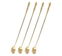 Alipis 4pcs Long Handle Stainless Steel Spoons for Stirring Coffee Sauces and Beverages Multi Function Ladles with Extended Handles for Kitchen Cafe and Restaurant Use