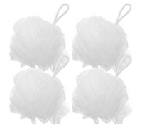 Alipis 4pcs Loofah Bath Shower Scrubber Balls White Pe Material Soft Foam Mesh for Bathroom Back Scrubbing and Skin Cleansing Men Women