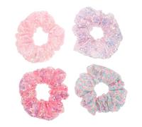 Alipis 4pcs Luminous LED Hair Scrunchy Elastic Hair Ties Mesh Rings for Party Headdress Comfortable Stretchy Bands Wrist Decoration Random Color