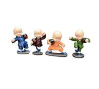 Alipis 4pcs Mini Monk Figurines Resin Car Dashboard Ornament Set, Fist Style Small Monks Statues for Vehicle Interior Decoration