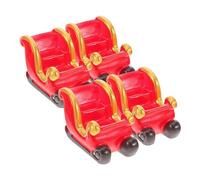 Alipis 4pcs Miniature Christmas Sleigh Ornament Resin Figurines Tabletop Christmas Decor Micro Landscape Snow Scene Xmas Sled Prop for Holiday Home Party