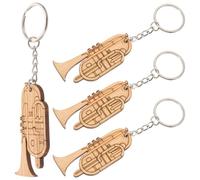 Alipis 4pcs Music Keychain Set Featuring Tuba Design, Bamboo and Zinc Alloy Material, Rust Resistant and Versatile Accessory, as Bag Charm Or Small Gift for Women