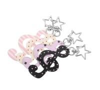 Alipis 4pcs Music Note and Star Keychains Lightweight Acrylic and Metal Key Rings Dot Stripe Pattern for Party Favors and Christmas Decorations