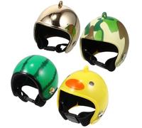 Alipis 4pcs Pet Chicken Helmets Protective Caps for Poultry with Elastic Strap, Funny Hen Hats in Gold, Yellow Duck, Camo, and Watermelon Patterns, Suitable for Pet Bird Protection