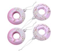 Alipis 4pcs Pink Donut Hanging Ornament Set Cute Dessert Theme Christmas Tree Decorations Unique Candy Bread Ring Pendants for Year Easter Birthday and Home Parties
