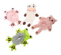 Alipis 4pcs Plush Animal Hair Scrunchies Set for Fluffy Elastic Ponytail Holders Hair Ties Cat Cow Pink Frog and Green Frog Soft Accessories for and Women