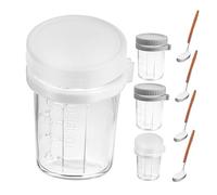 Alipis 4pcs Portable Oats Cup Glass Jars for Yogurt Overnight Oat Glass Cup Jar with Spoon for Oatmeal Overnight Oatmeal Container Reusable Yogurt Parfait Container