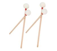 Alipis 4pcs Red Wooden Handle Timpani Mallets with White Felt Heads Professional Soft Felt Drumsticks for Bass Drum Snare Drum Percussion Ergonomic Sound Quality
