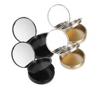 Alipis 4PCS Refillable Travel Makeup Powder Case with Mirror Compact Cosmetic Jars in Matte Black and Gold Portable DIY Loose and Setting Powder Containers Go Touch-ups