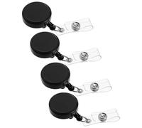 Alipis 4pcs Retractable Id Badge Holder with Plastic Clip for Nurses and Volunteers, Easy to Scan Sublimation Name Card Holder, Stylish Black Badge Reel for Office Use