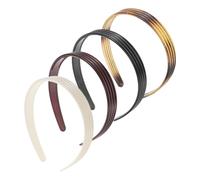 Alipis 4pcs Retro Striped Headband for Women Thin Headbands Non-slip Teeth Minimalist Hair Accessory for Everyday School Use Includes in Black Wine Cream and Tortoiseshell