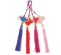 Alipis 4pcs Silk Chinese Knot Tassel Charm Decorative Ornaments with Aluminium Alloy for Embellishing Clothing and Home Décor, for Bags and New Year Celebrations