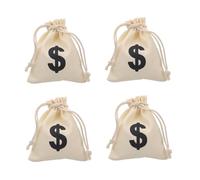Alipis 4pcs Small Canvas Drawstring Storage Bags with Creative Letter Pattern Design, Easy to Store and Carry Pouches for Birthday Parties and Festival Treats