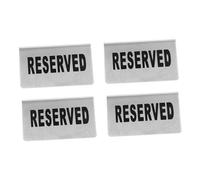 Alipis 4Pcs Stainless Steel Bar Reserved Signs Double-sided Party Seat Assignments Table Cards Silver Table Stands for Banquets Weddings Cafes