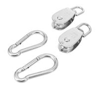 Alipis 4pcs Stainless Steel Pulley Set Single Wheel Swivel Lifting Rope Pulley Block Spring Buckles Heavy Duty Corrosion Resistant for Wire Rope Load Handling