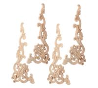 Alipis 4pcs Unpainted Wood Appliques Hand Carved Decorative Trim for Furniture Cabinets and Walls Solid Wood Corner Onlays for Elegant DIY Home Decoration
