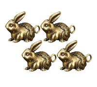 Alipis 4Pcs Vintage Brass Rabbit Keychain Charms, Year of the Rabbit Hanging Decor Figurines for DIY Jewelry Making and Lucky Animal Accessories